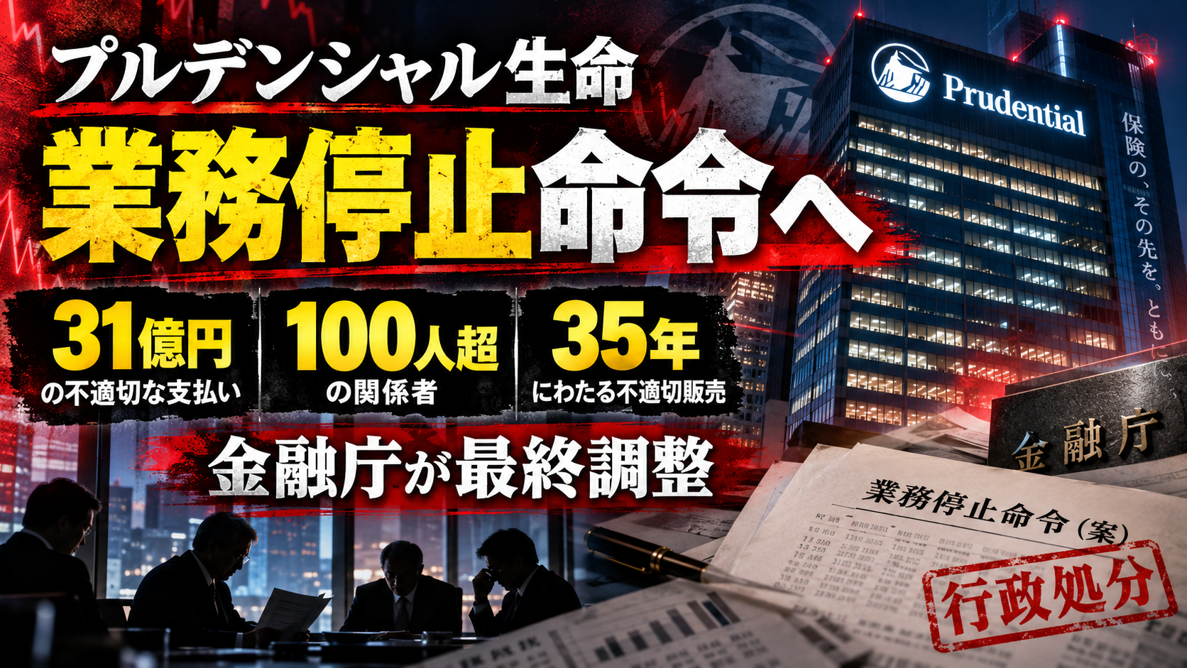 プルデンシャル生命への業務停止命令検討を扱う記事のヘッダー画像