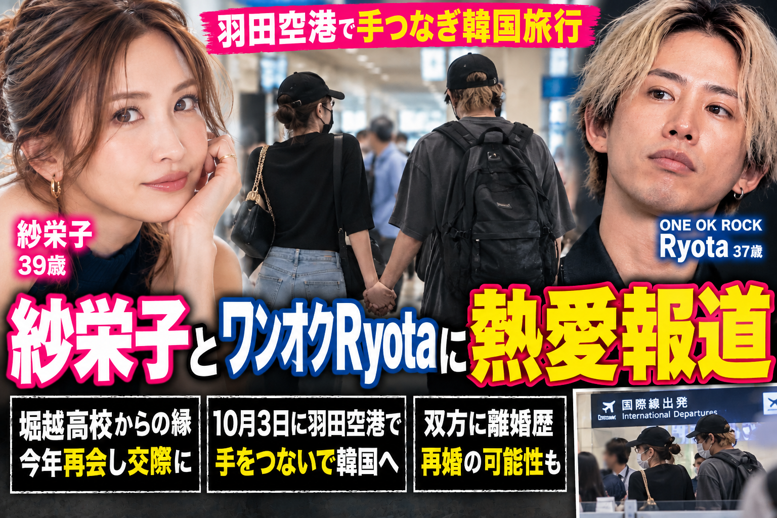 紗栄子とONE OK ROCK Ryotaの熱愛報道を伝えるイメージ画像